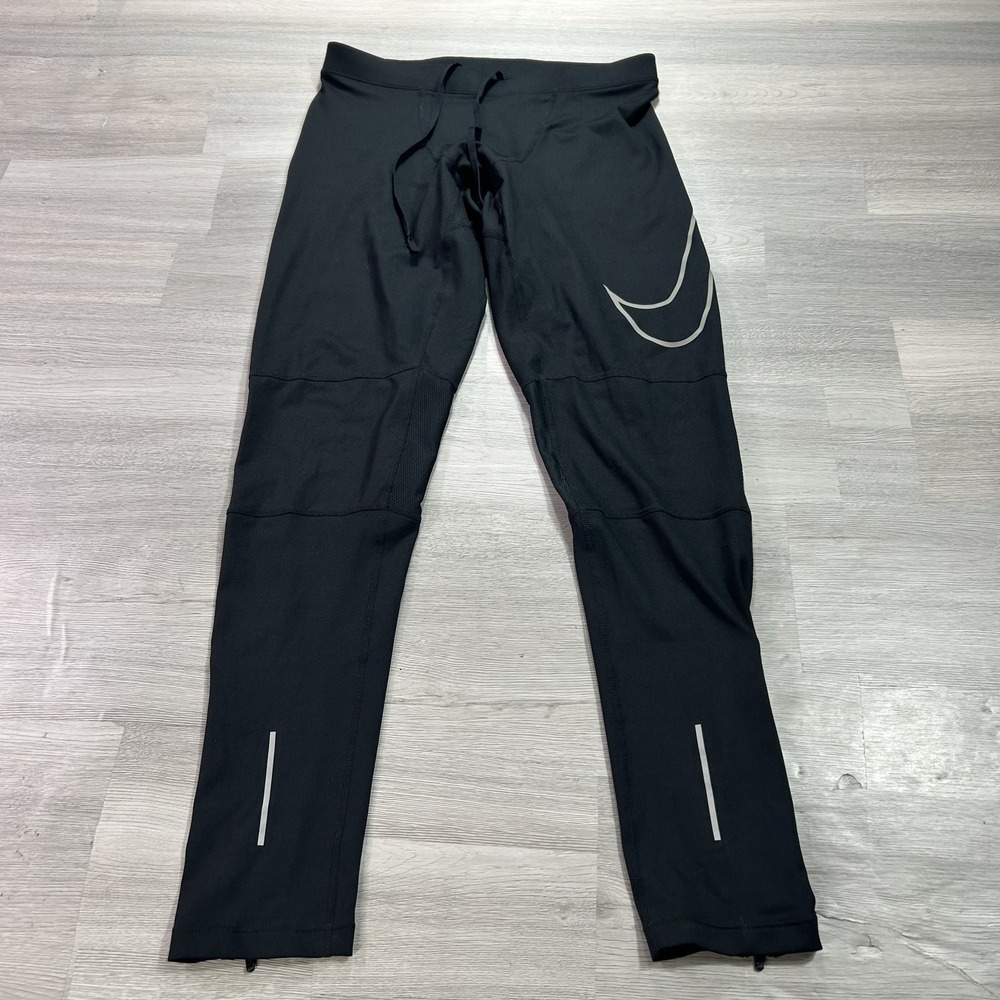 Nike Dri-FIT Track Pants Mens Large Black Jersey Zip Hem Running 917994-010